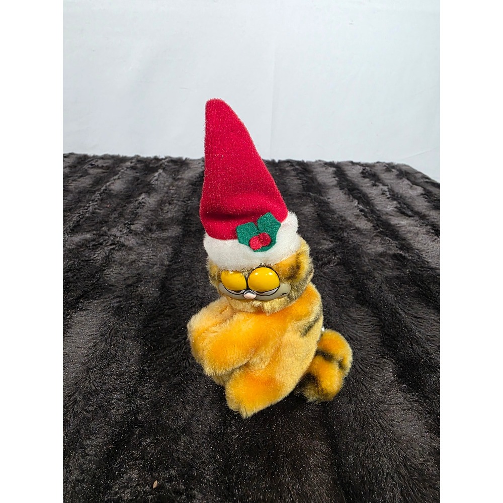 Vintage 1981 Garfield Dakin Christmas Plush Santa Hat Stuffed Animal Toy Korea
